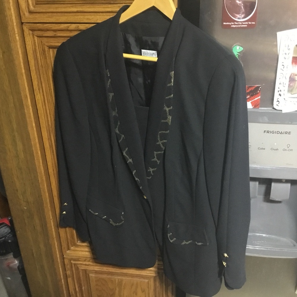 Vintage Black and Gold Tailored Blazer With Skirt